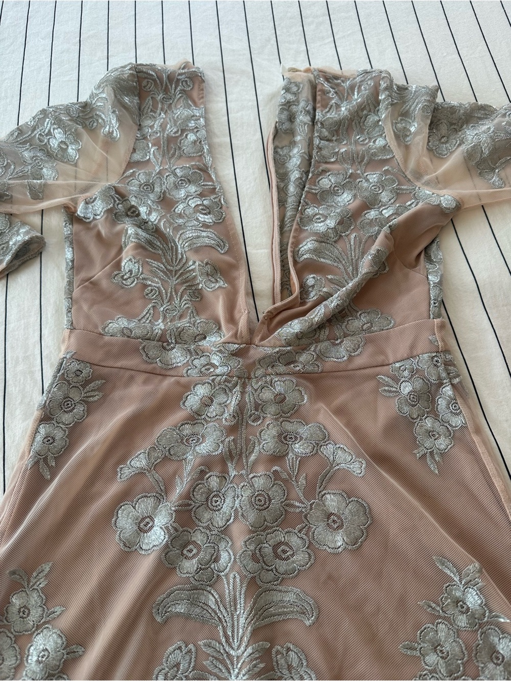 For Love & Lemons x FP Temecula Laced Full Lined Mini Dress Size M Beige - Picture 6 of 7